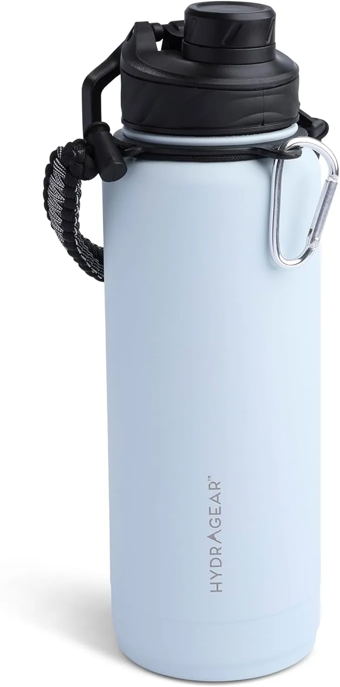 Zenith Chugger Stainless Steel Bottle with Carabiner, Compass, Signal Whistle, and Fire Starter - 40 Oz - Sapphire Powder Coat