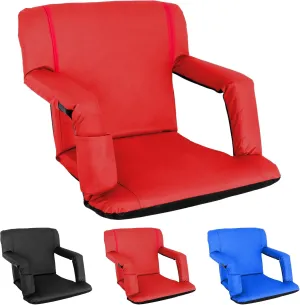 ZENY Folding Stadium Seat with Back Support, 20.5'' / 25'' Reclining Bleacher Seat Chairs with Back and Cushion, Portable Sport Events Stadium Chairs with Backrest