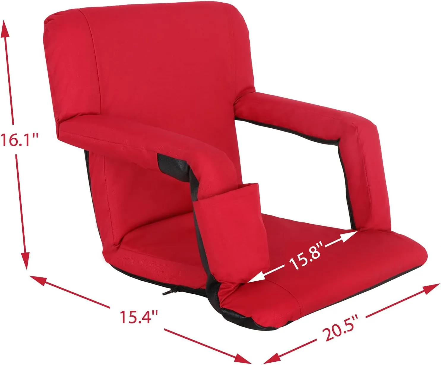 ZENY Folding Stadium Seat with Back Support, 20.5'' / 25'' Reclining Bleacher Seat Chairs with Back and Cushion, Portable Sport Events Stadium Chairs with Backrest