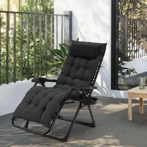 Zero Gravity Camping Chair with 440 Lbs Weight Capacity, Upgraded Aluminum Locking System, 4" Thick Removable Cushion, Portable & Foldable with Tray & Padded Headrest for Outdoor Relaxation