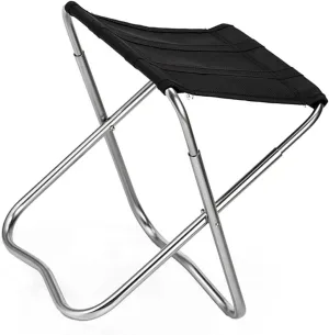 Zerodeko 1pc Portable Outdoor Folding Fishing Chair Lightweight Aluminium Alloy Camping Stool for Travel Picnics Hiking Garden Use Compact Easy to Carry Black