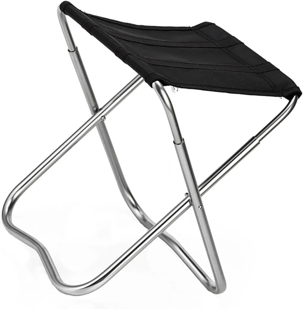 Zerodeko 1pc Portable Outdoor Folding Fishing Chair Lightweight Aluminium Alloy Camping Stool for Travel Picnics Hiking Garden Use Compact Easy to Carry Black
