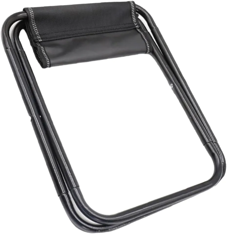 Zerodeko Portable Folding Stool Chairs Outdoor Chairs Small Stool Camping Supplies Black Steel