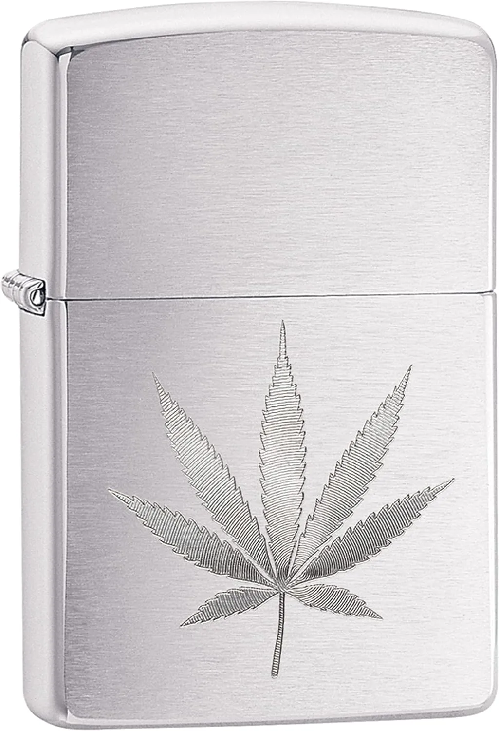 Zippo Brushed Chrome Marijuana Leaf Pocket Lighter
