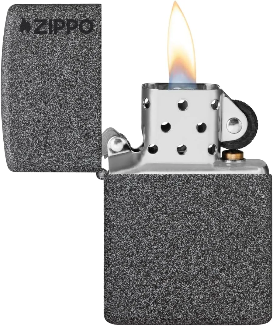 Zippo Classic Iron Stone Zippo Logo Pocket Lighter