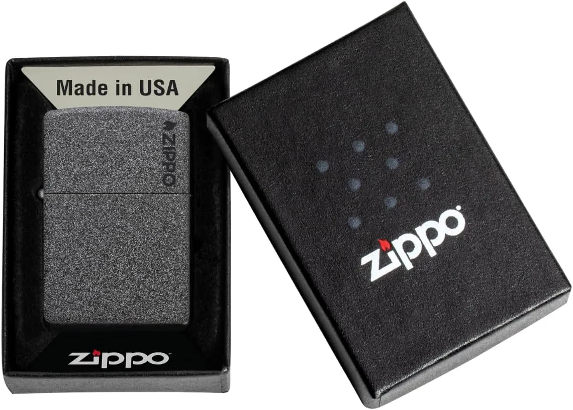 Zippo Classic Iron Stone Zippo Logo Pocket Lighter