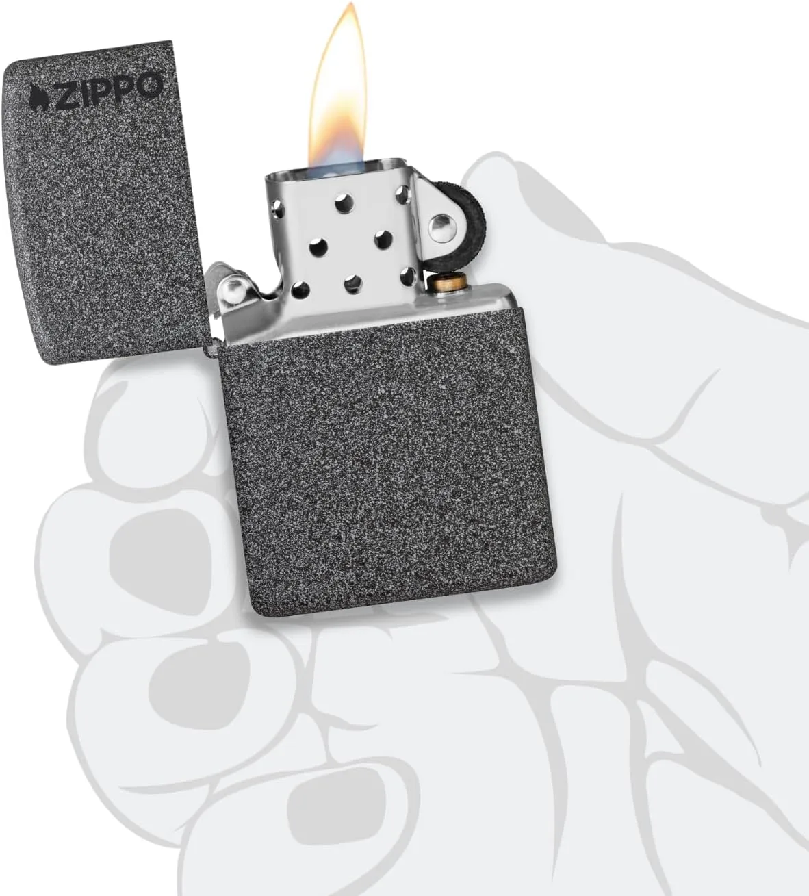 Zippo Classic Iron Stone Zippo Logo Pocket Lighter