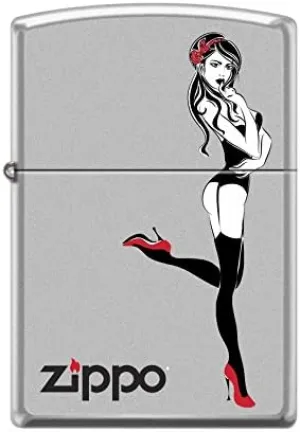 Zippo Custom Lighter Design Sexy Lady Wearing Pin Up Red Heels Windproof Collectible - Cool Cigarette Lighter Case Made in USA Limited Edition & Rare