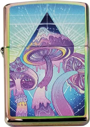 Zippo Custom Lighter - Melting Trippy Magic Mushrooms - Regular Spectrum - Gifts for Him, for Her, for Husband, for Wife, for Them, for Men, for Women