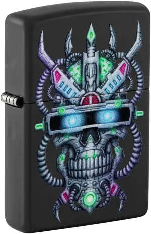 Zippo Cyber Skull Design Black Matte Pocket Lighter