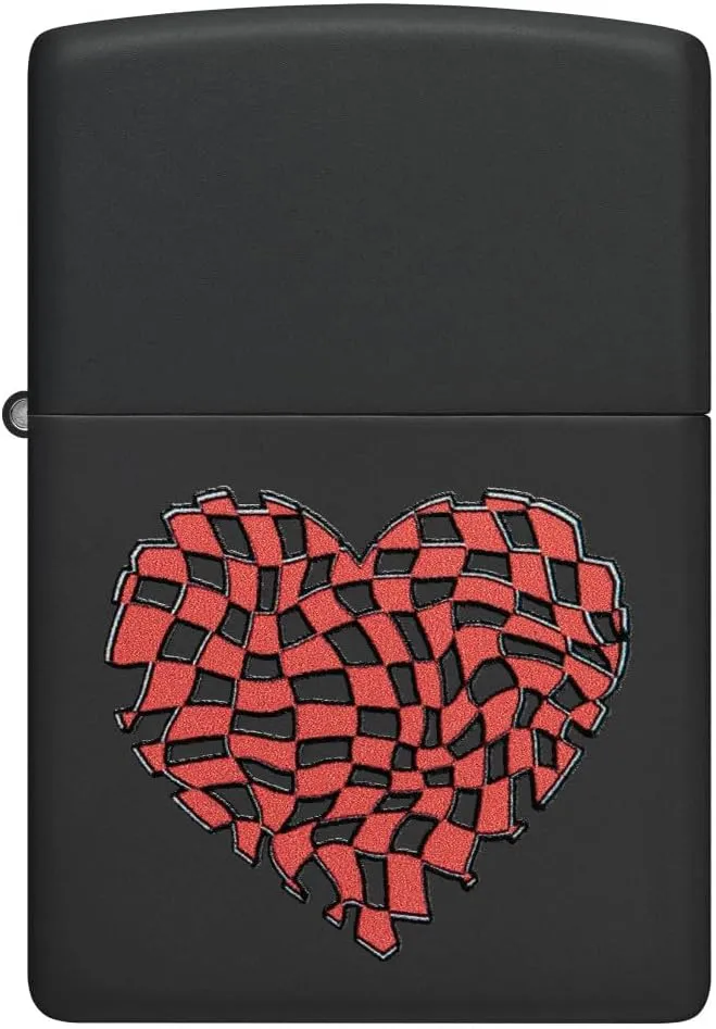 Zippo Heart Design Black Matte Pocket Lighter