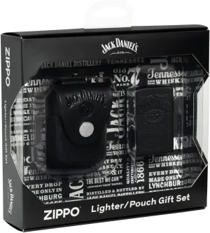 Zippo Jack Daniel's Black Matte Pocket Lighter and Pouch Gift Set