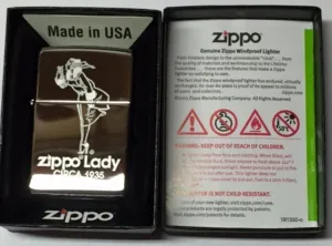 Zippo Lady Luster Etch High Polish Chrome Pocket Lighter