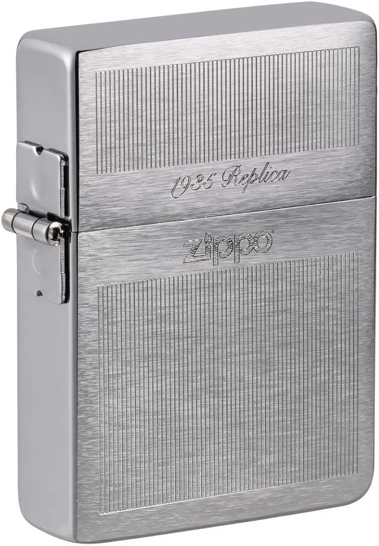 Zippo Lighter: 1935 Replica Engraved - Brushed Chrome 81319