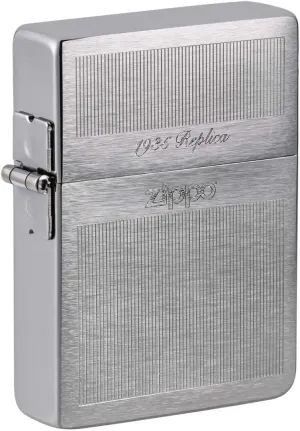 Zippo Lighter: 1935 Replica Engraved - Brushed Chrome 81319
