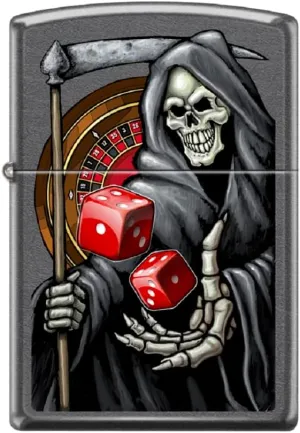 Zippo Lighter- Ace of Spades King Queen Card Game Designs Windproof Lighter (Reaper Dice #Z6029)