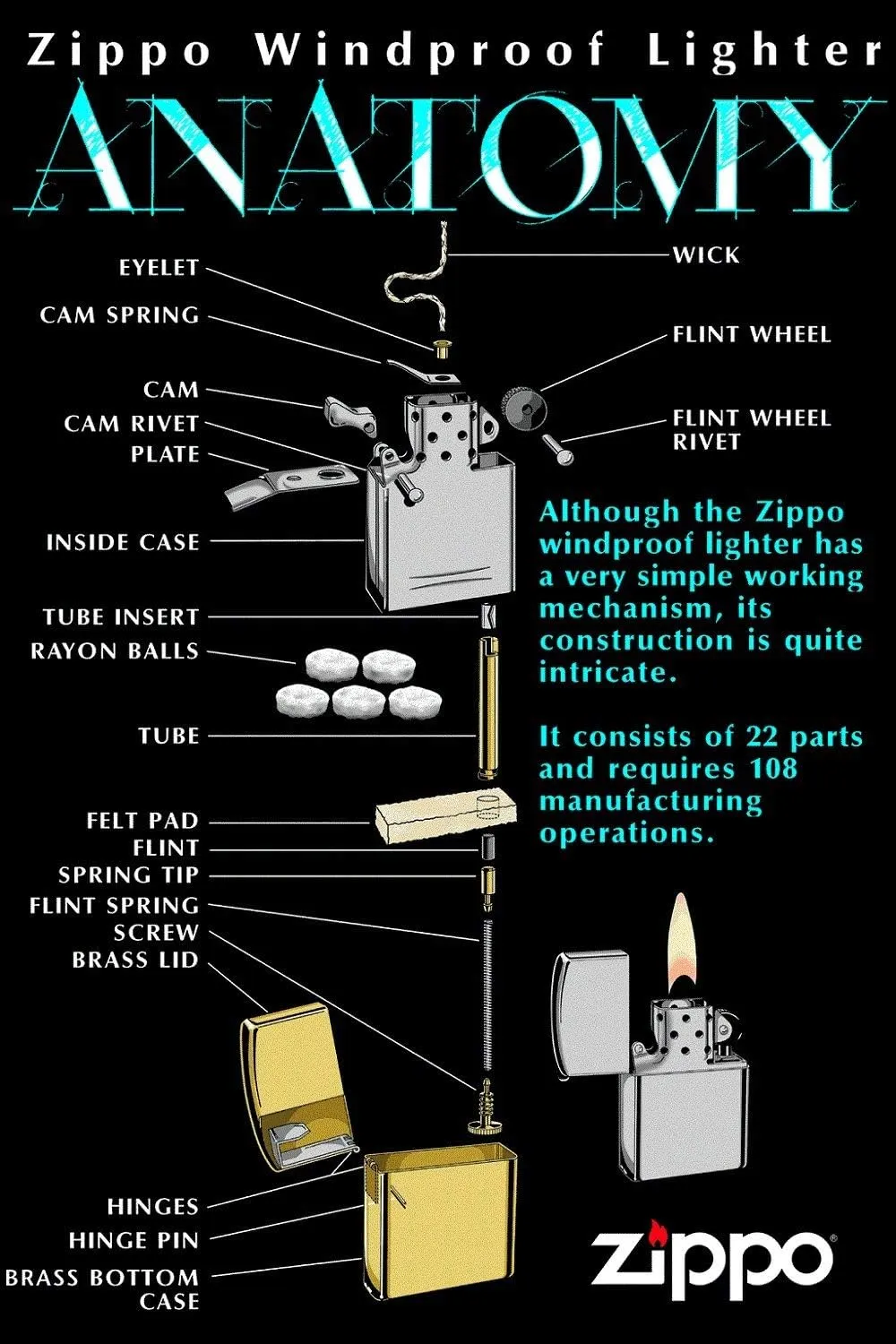 Zippo Lighter-Aces Satin Chrome Windproof Lighter #Z5410