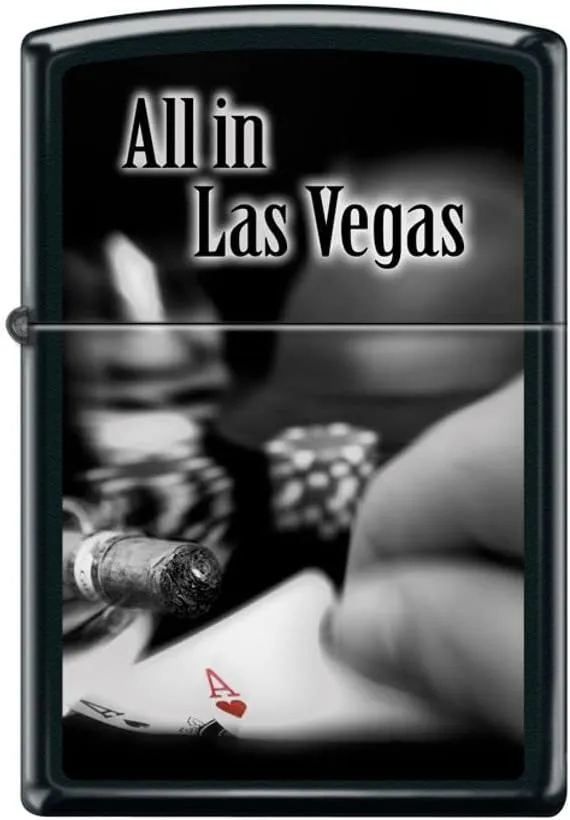 Zippo Lighter- All in Las Vegas Ace Card Black Matte Windproof Lighter #Z5119