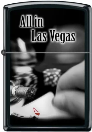 Zippo Lighter- All in Las Vegas Ace Card Black Matte Windproof Lighter #Z5119