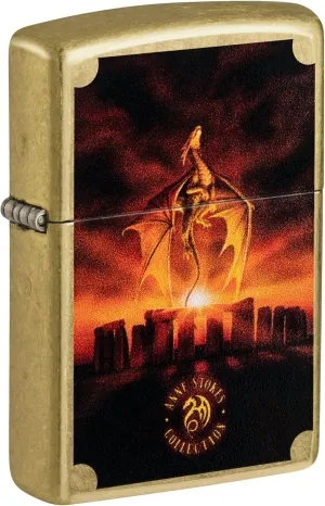 Zippo Lighter: Anne Stokes Dragon at Stonehenge - Street Brass 81496