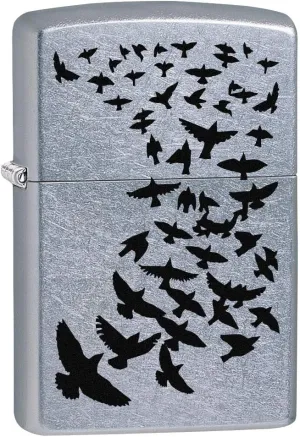 Zippo Lighter: Black Birds Flying - Street Chrome 80208