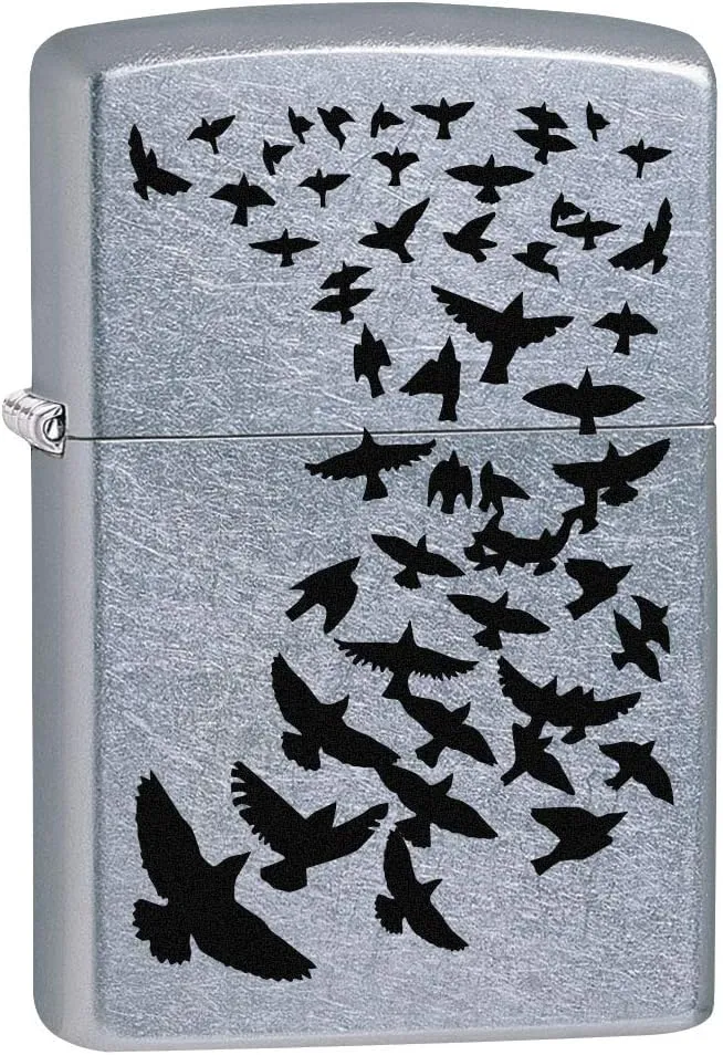 Zippo Lighter: Black Birds Flying - Street Chrome 80208
