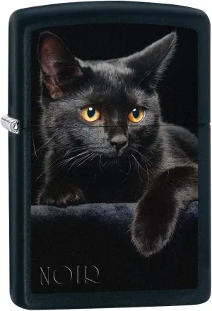 Zippo Lighter: Black Cat - Black Matte 76491