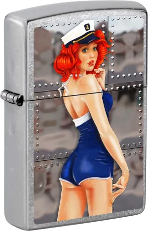 Zippo Lighter, Bomber Artwork, Pin-Up Girl - Street Chrome 80974
