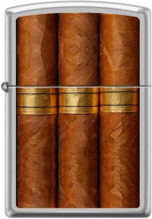 Zippo Lighter- Cigars Cuban Design Satin Chrome Windproof Lighter #Z5123