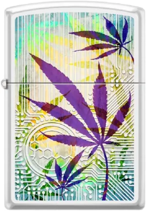 Zippo Lighter- Colorful Purple Leaf Design Glow in The Dark Matte Windproof Lighter #Z5542