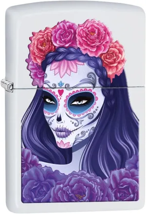 Zippo Lighter: Day of The Dead Girl - White Matte 78258