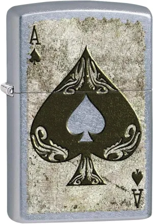 Zippo Lighter: Distressed Ace of Spades - Street Chrome 80574