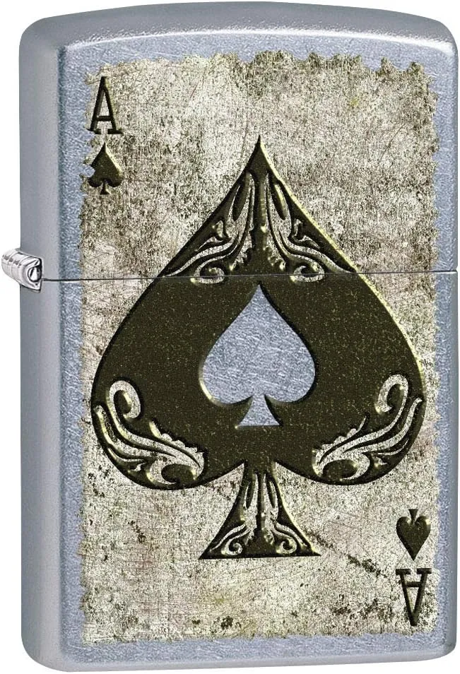 Zippo Lighter: Distressed Ace of Spades - Street Chrome 80574