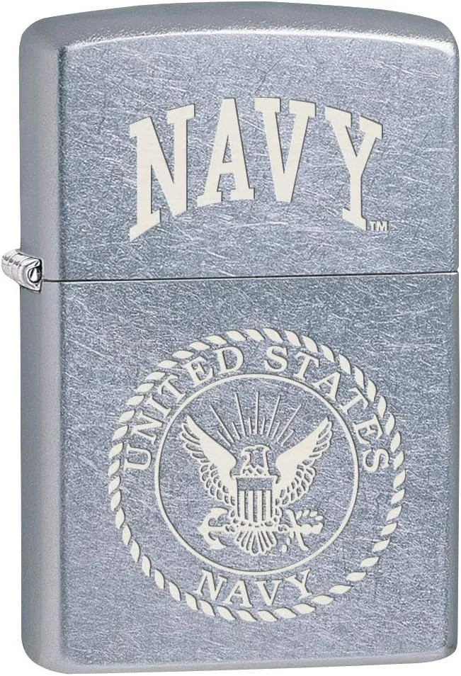 Zippo Lighter: Engraved U.S. Navy Logo - Street Chrome 80382