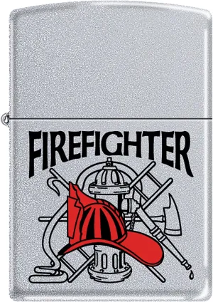 Zippo Lighter - Firefighter Red Helmet Satin Chrome Windproof Lighter #Z278