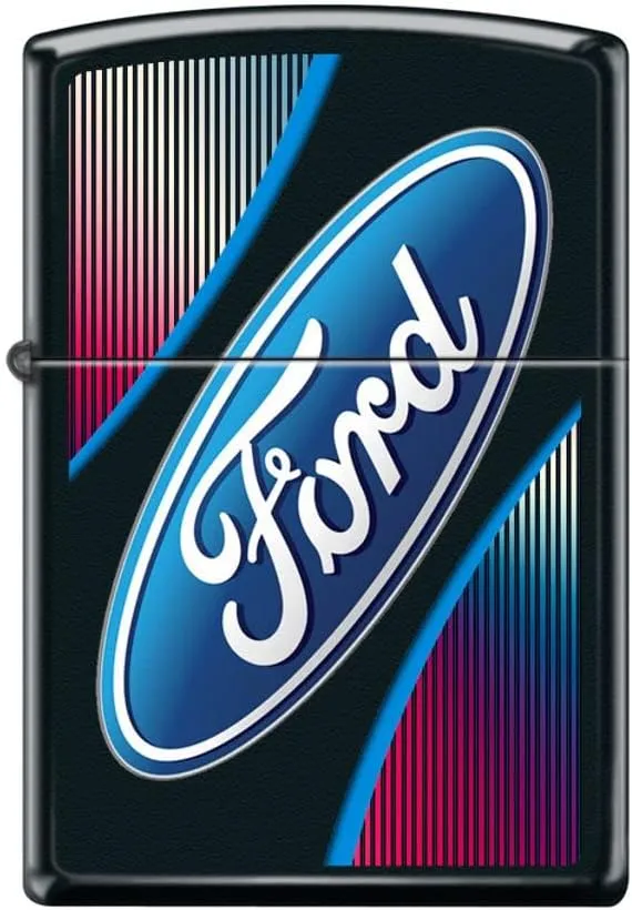 Zippo Lighter- Ford Oval Color Logo Black Matte Windproof Lighter #Z5199