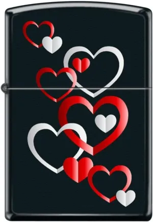 Zippo Lighter- Hearts Love Valentines Black Matte Windproof Lighter #Z5142