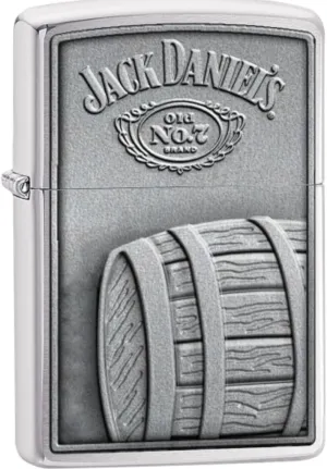 Zippo Lighter- Jack Daniels Barrell Brushed Chrome Windproof Lighter #Z473
