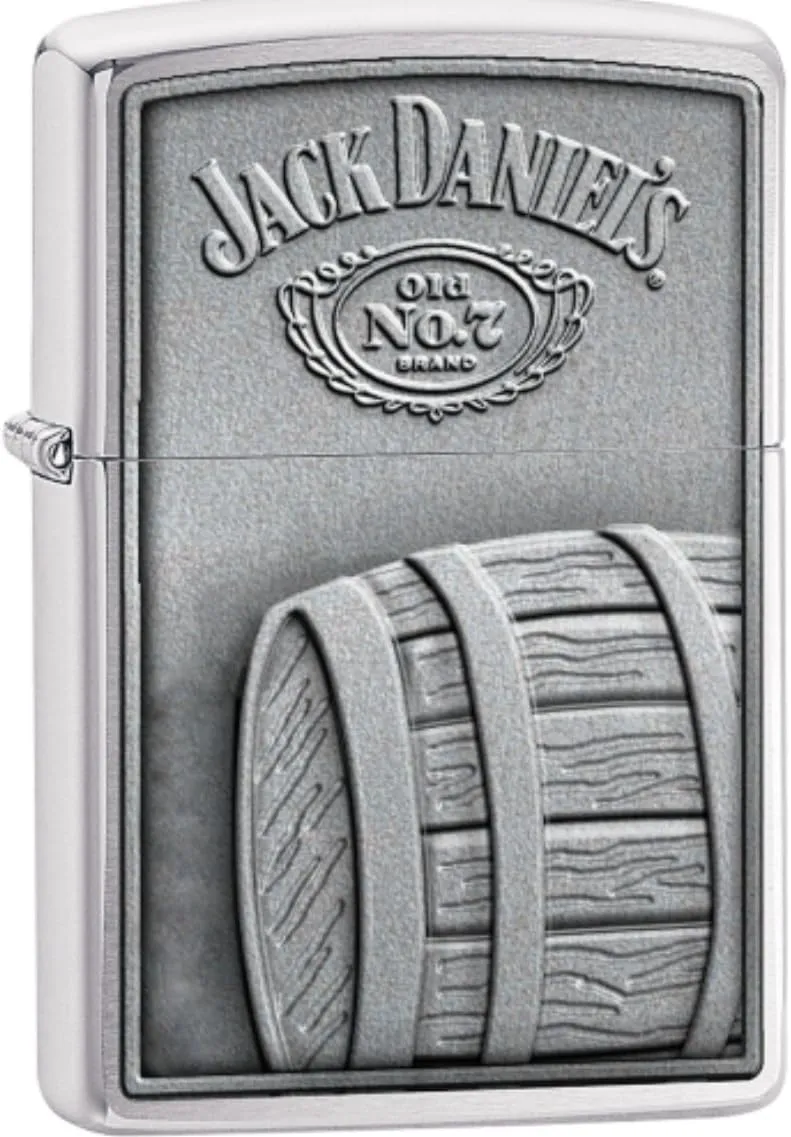 Zippo Lighter- Jack Daniels Barrell Brushed Chrome Windproof Lighter #Z473