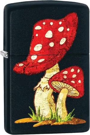 Zippo Lighter- Mushroom Fungus Black Matte Windproof Lighter #Z440