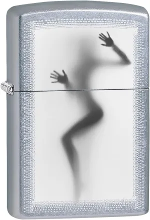 Zippo Lighter: Nude Girl Against The Glass - Street Chrome 78165