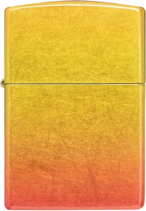 Zippo Lighter Ombre Orange Yellow, Windproof, Custom Designed, Stainless Steel Body