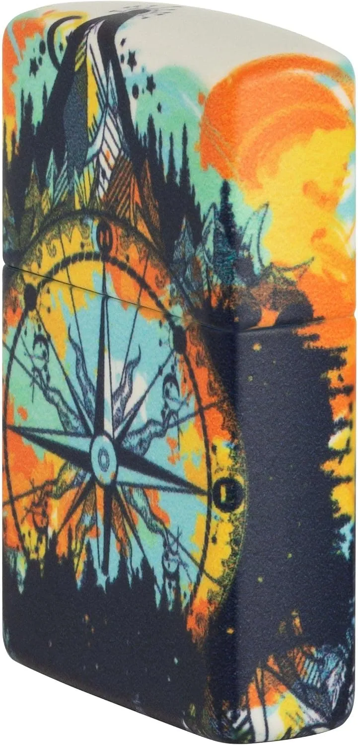 Zippo Lighter - Personalized Custom Message Engrave on Back Compass Design Windproof Zippo Lighter Glow in The Dark 49805