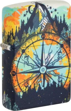 Zippo Lighter - Personalized Custom Message Engrave on Back Compass Design Windproof Zippo Lighter Glow in The Dark 49805