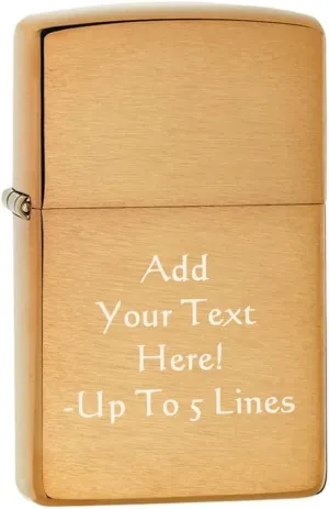 Zippo Lighter - Personalized Custom Message Engrave on Brass Windproof Lighter Brushed Brass 204B