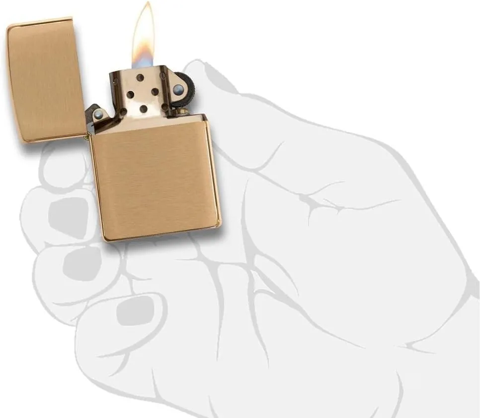 Zippo Lighter - Personalized Custom Message Engrave on Brass Windproof Lighter Brushed Brass 204B