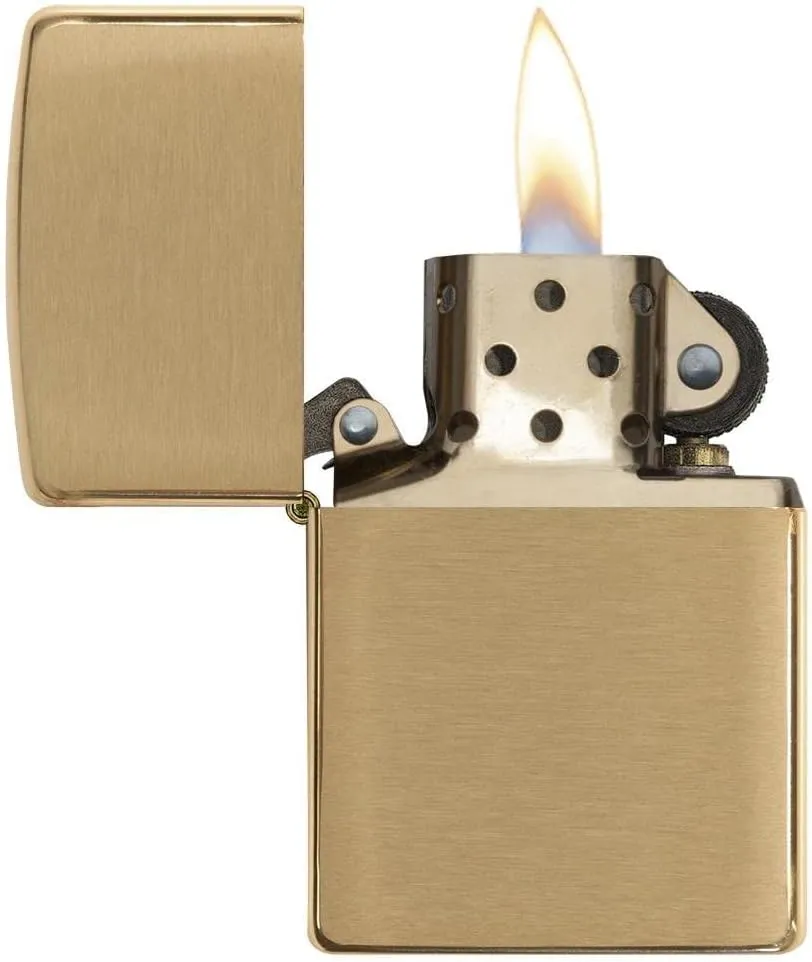 Zippo Lighter - Personalized Custom Message Engrave on Brass Windproof Lighter Brushed Brass 204B