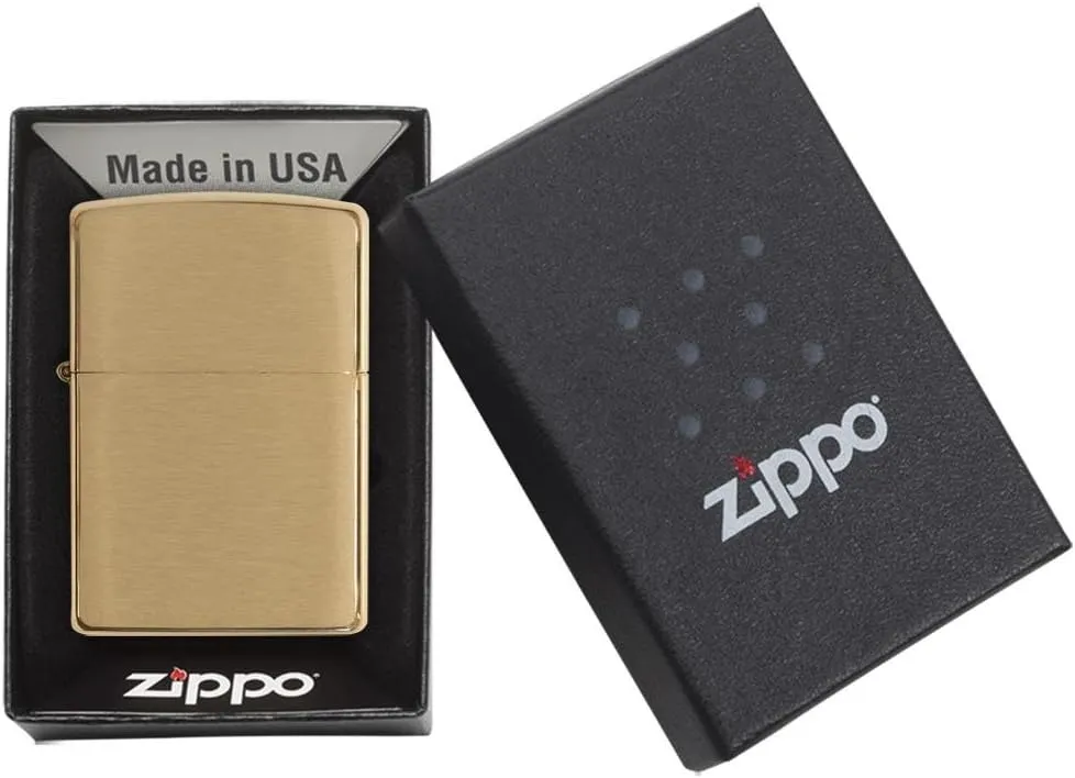 Zippo Lighter - Personalized Custom Message Engrave on Brass Windproof Lighter Brushed Brass 204B