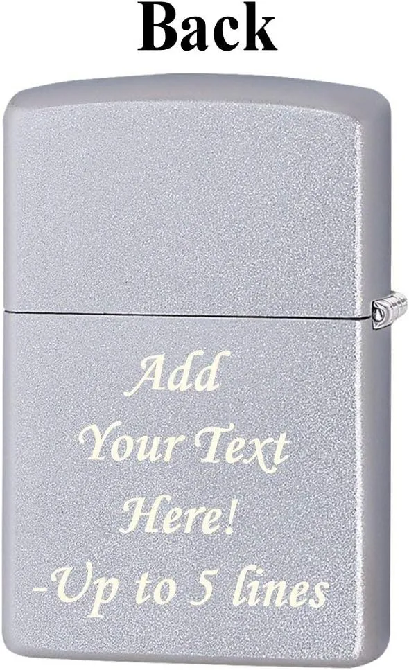 Zippo Lighter-Personalized Custom Message Engraved on Backside Golf Sketch Retro Satin Chrome Windproof Lighter #Z5403