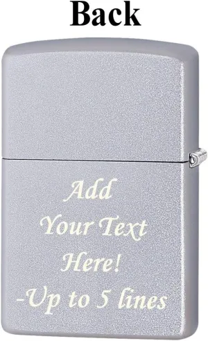 Zippo Lighter-Personalized Custom Message Engraved on Backside Golf Sketch Retro Satin Chrome Windproof Lighter #Z5403